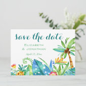 Invitation Fleurs Aquarelle Tropicale Photo Enregistrement Da (Debout devant)