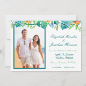 Invitation Fleurs Aquarelle Tropicale Photo Enregistrement Da (Dos)