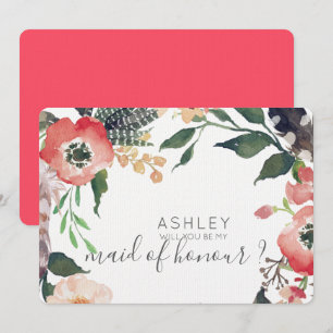 Invitation Fleurs Aquarelle Veux-Tu Être Ma Demoiselle D'Honn