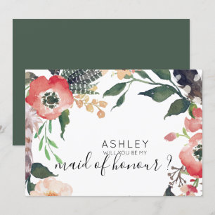 Invitation Fleurs Aquarelle Veux-Tu Être Ma Demoiselle D'Honn