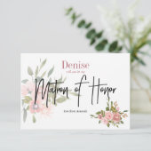 Invitation Fleurs Aquarelle Veux-tu être ma Matrone d'Honneur (Debout devant)