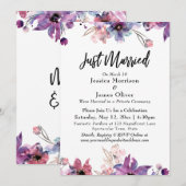 Invitation Fleurs aquarelles abstraites modernes - Mariés (Devant / Derrière)
