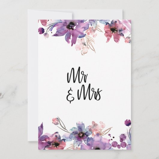 Invitation Fleurs aquarelles abstraites modernes - Mariés à t (Dos)