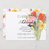 Invitation Fleurs aquarelles anniversaire (Devant / Derrière)