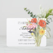 Invitation Fleurs aquarelles anniversaire (Debout devant)