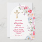 Invitation Fleurs aquarelles Arche Baptême (Devant)