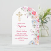 Invitation Fleurs aquarelles Arche Baptême (Debout devant)