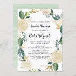 Invitation Fleurs aquarelles avec Bat mitzvah Parties scintil<br><div class="desc">Invitation Bat mitzvah personnalisable avec motif floral aquarelle avec fausse feuille d'or et faux accents parties scintillant or - il n'y a pas de véritable feuille d'or ou de parties scintillant.  Des articles similaires et des articles correspondants sont disponibles dans mon magasin.</div>