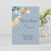 Invitation Fleurs aquarelles bleu foncé RSVP (Debout devant)