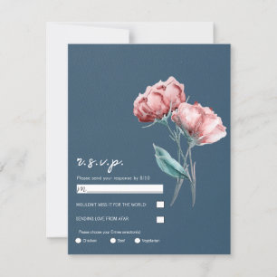 Invitation Fleurs aquarelles bleu gris poussiéreux Mariage RS