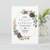 Invitation Fleurs aquarelles bleues Bordo Wish (Debout devant)