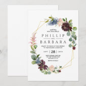 Invitation Fleurs aquarelles bleues de Bordo (Devant / Derrière)