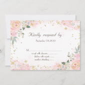Invitation Fleurs aquarelles chic flocons de neige RSVP  (Devant)