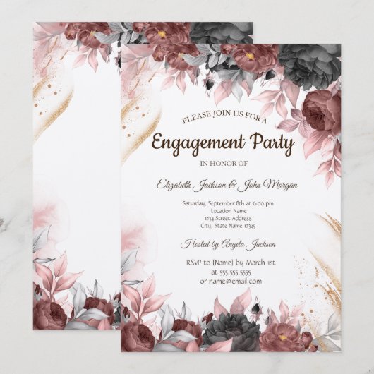 Invitation Fleurs aquarelles d'automne Engagement (Devant / Derrière)