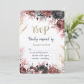 Invitation Fleurs aquarelles d'automne Mariage RSVP   (Debout devant)
