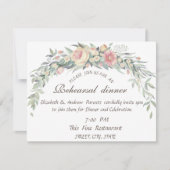 Invitation Fleurs aquarelles, dîner de répétition à pois (Devant)