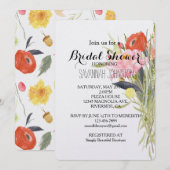 Invitation Fleurs aquarelles douche de mariée (Devant / Derrière)