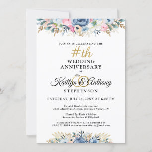 Invitation Fleurs aquarelles élégantes pour anniversaire