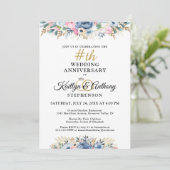 Invitation Fleurs aquarelles élégantes pour l'anniversaire (Debout devant)