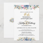 Invitation Fleurs aquarelles élégantes pour l'anniversaire (Devant / Derrière)