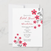 Invitation Fleurs aquarelles gris rouge (Devant)