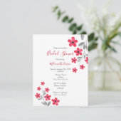 Invitation Fleurs aquarelles gris rouge (Debout devant)