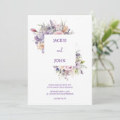 Invitation Fleurs aquarelles. Mariage. (Debout devant)
