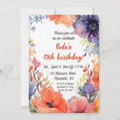 Invitation Fleurs aquarelles modifiables Anniversaire (Devant)