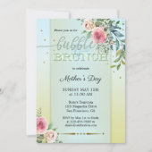 Invitation Fleurs aquarelles pastel et brunch bulles (Devant)