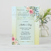 Invitation Fleurs aquarelles pastel et brunch bulles (Debout devant)