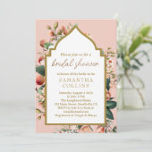 Invitation Fleurs aquarelles Peach Gold Fête des mariées (Debout devant)