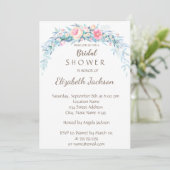 Invitation Fleurs aquarelles points polka douche de mariée (Debout devant)