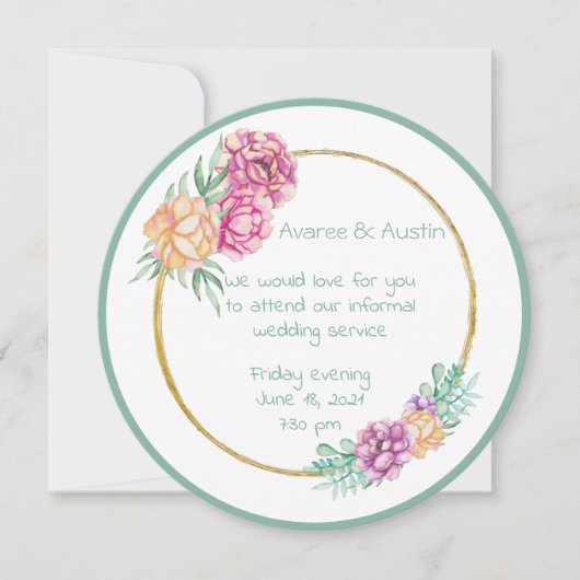 Invitation Fleurs aquarelles pour mariage informel (Devant)