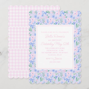 Invitation Fleurs aquarelles Preppy modifiables