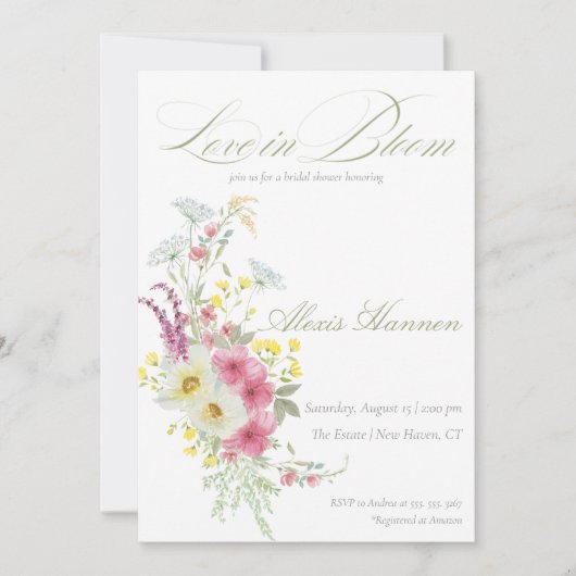 Invitation Fleurs aquarelles printanières (Devant)