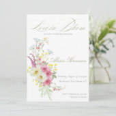 Invitation Fleurs aquarelles printanières (Debout devant)