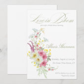Invitation Fleurs aquarelles printanières (Devant / Derrière)