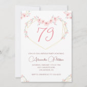 Invitation Fleurs aquarelles rose boho 79e anniversaire (Devant)