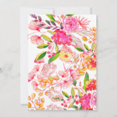 Invitation Fleurs aquarelles rose orange écriture chic mariag (Dos)