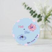 Invitation Fleurs aquarelles rose ou bleu, nous vous aimons (Debout devant)