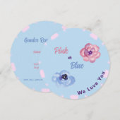 Invitation Fleurs aquarelles rose ou bleu, on vous aime (Devant / Derrière)