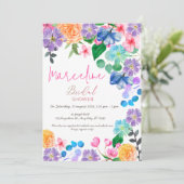 Invitation Fleurs aquarelles rose vif mariage (Debout devant)