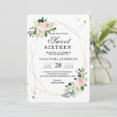 Invitation Fleurs aquarelles roses et blanches élégantes avec (Debout devant)