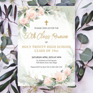 Invitation Fleurs aquarelles roses Réunion des anciens élèves