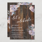 Invitation Fleurs Aquarelles Rustiques Bohème Fêtons Cela (Devant / Derrière)