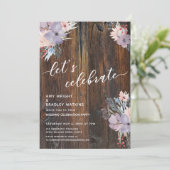 Invitation Fleurs aquarelles rustiques Boho Fêtons cela (Debout devant)