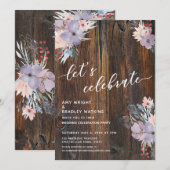 Invitation Fleurs aquarelles rustiques Boho Fêtons cela (Devant / Derrière)