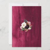 Invitation Fleurs aquarelles rustiques Bourgogne et rose (Dos)