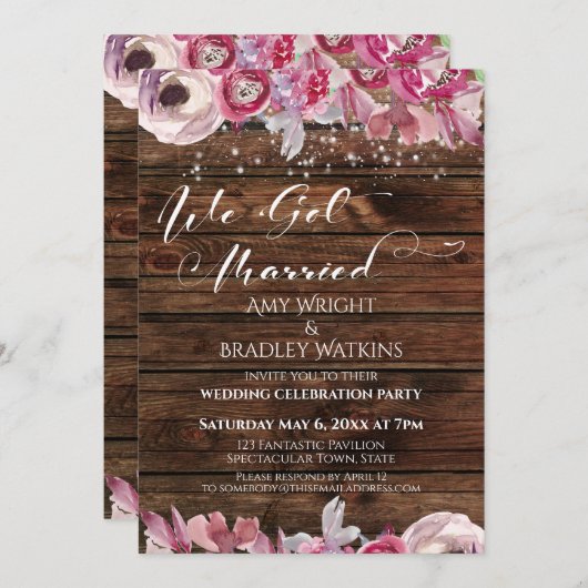 Invitation Fleurs aquarelles rustiques & lumières Nous sommes (Devant / Derrière)