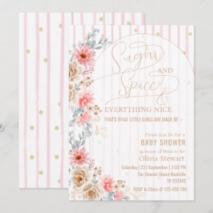 Invitation Fleurs aquarelles Sucre et épices Baby shower